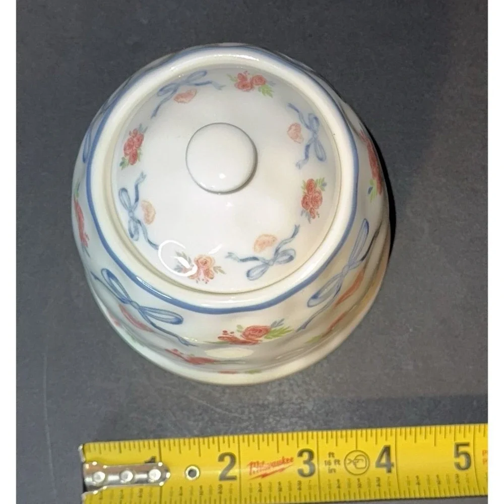 Blue Bows‎ And Pink Roses Teapot And Sugar Pot